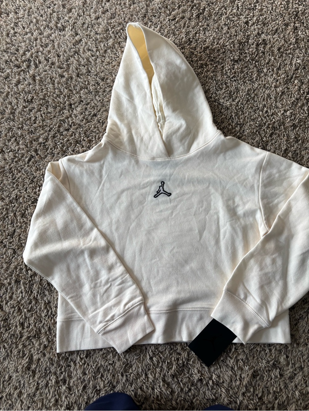 NWT Jordan Girls Medium 10-12 Pale Ivory Cropped Fleece Hoodie Jumpman